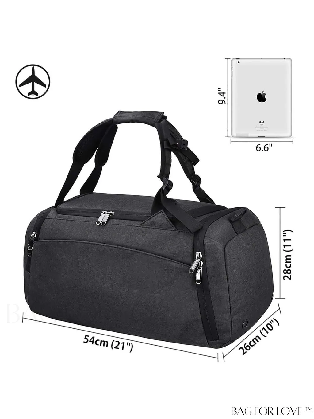 BagForLove - 40L Waterproof Gym Duffle Bag with Shoe Compartment - Ideal Travel Weekender Bag for Men and Women