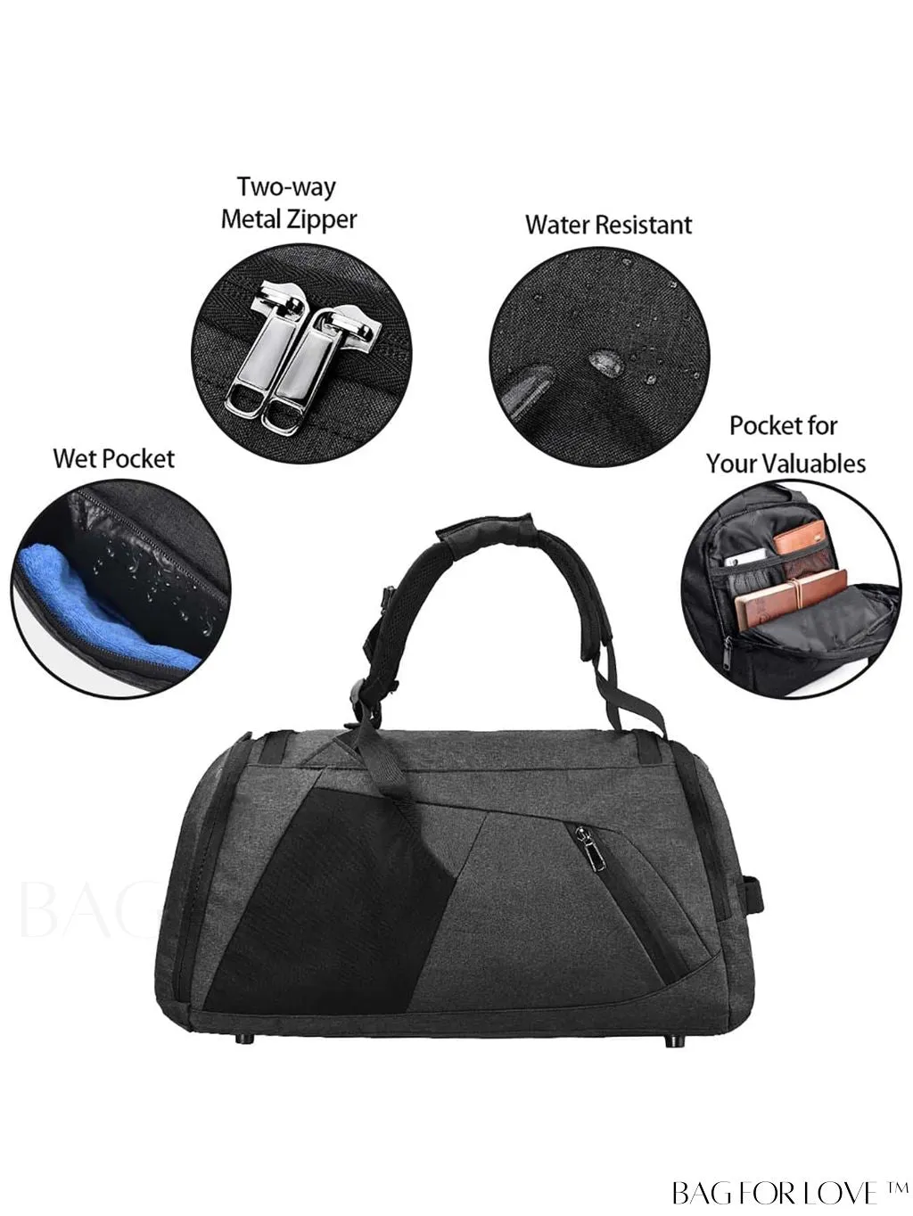 BagForLove - 40L Waterproof Gym Duffle Bag with Shoe Compartment - Ideal Travel Weekender Bag for Men and Women