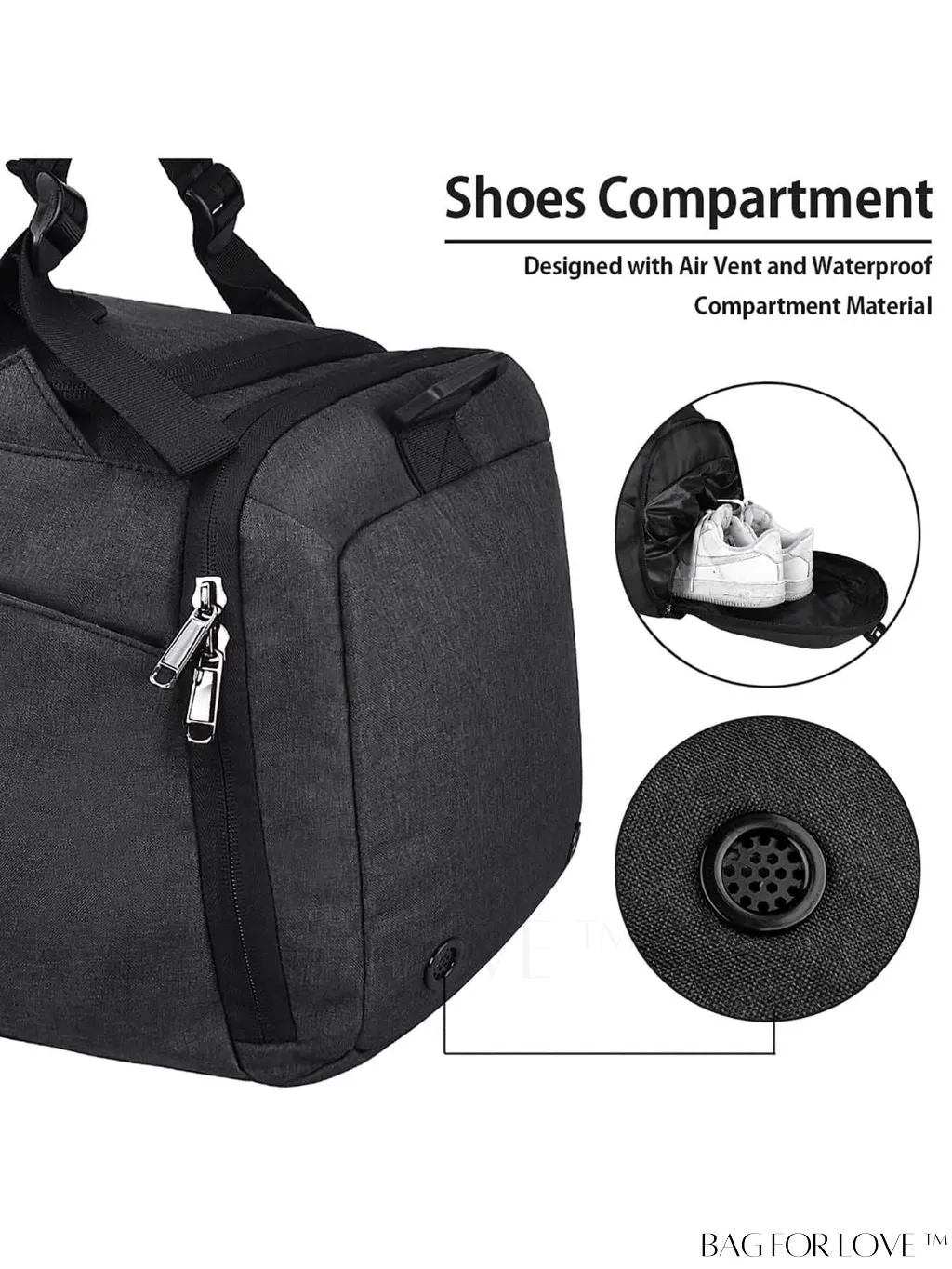 BagForLove - 40L Waterproof Gym Duffle Bag with Shoe Compartment - Ideal Travel Weekender Bag for Men and Women