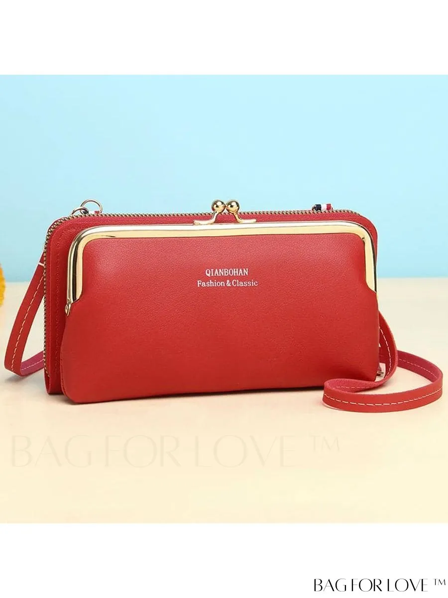 BagForLove - Adjustable Shoulder Strap Womens Phone Wallet with Stylish Letter Print