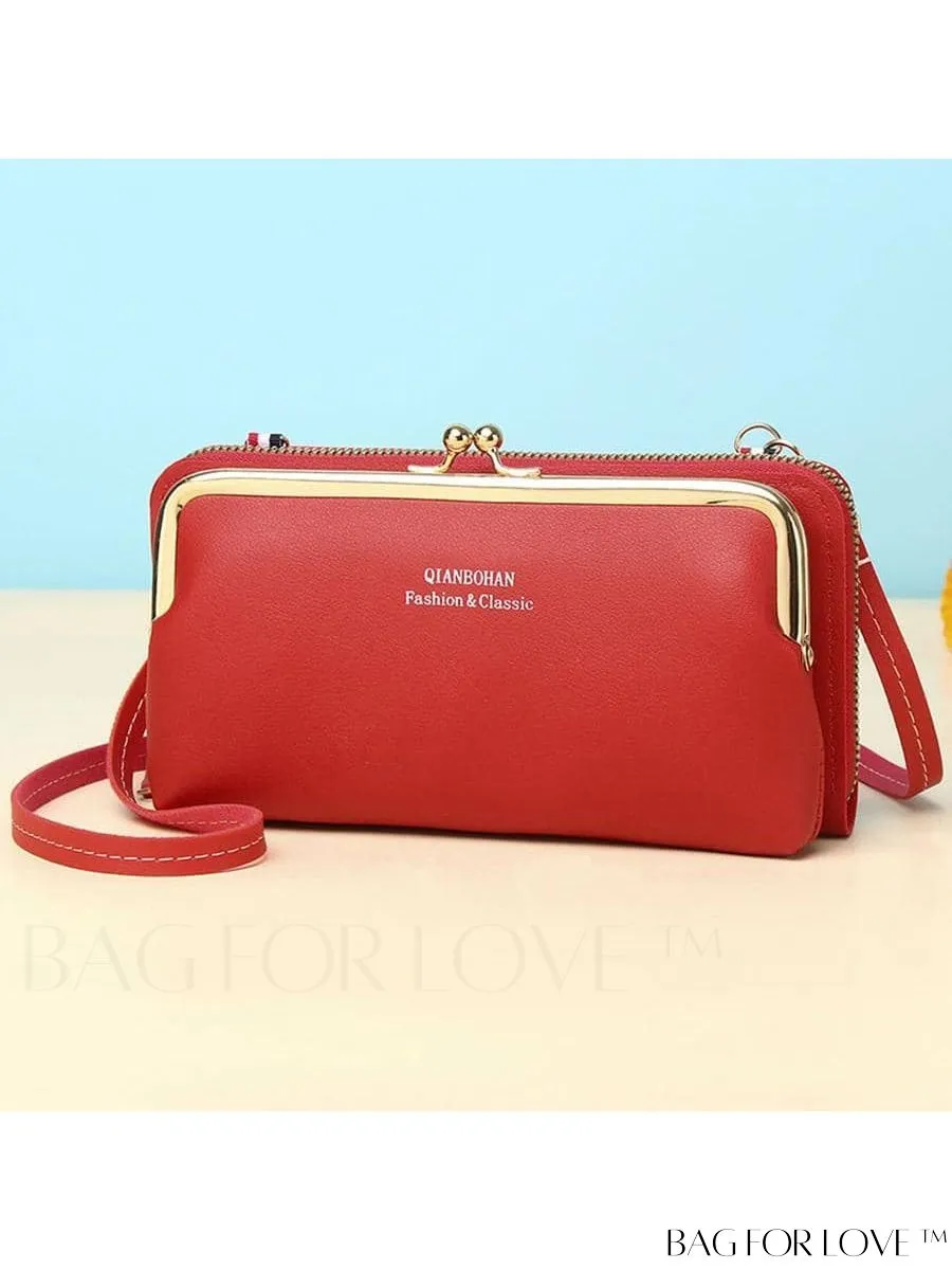 BagForLove - Adjustable Shoulder Strap Womens Phone Wallet with Stylish Letter Print