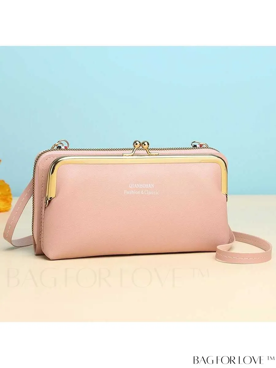 BagForLove - Adjustable Shoulder Strap Womens Phone Wallet with Stylish Letter Print