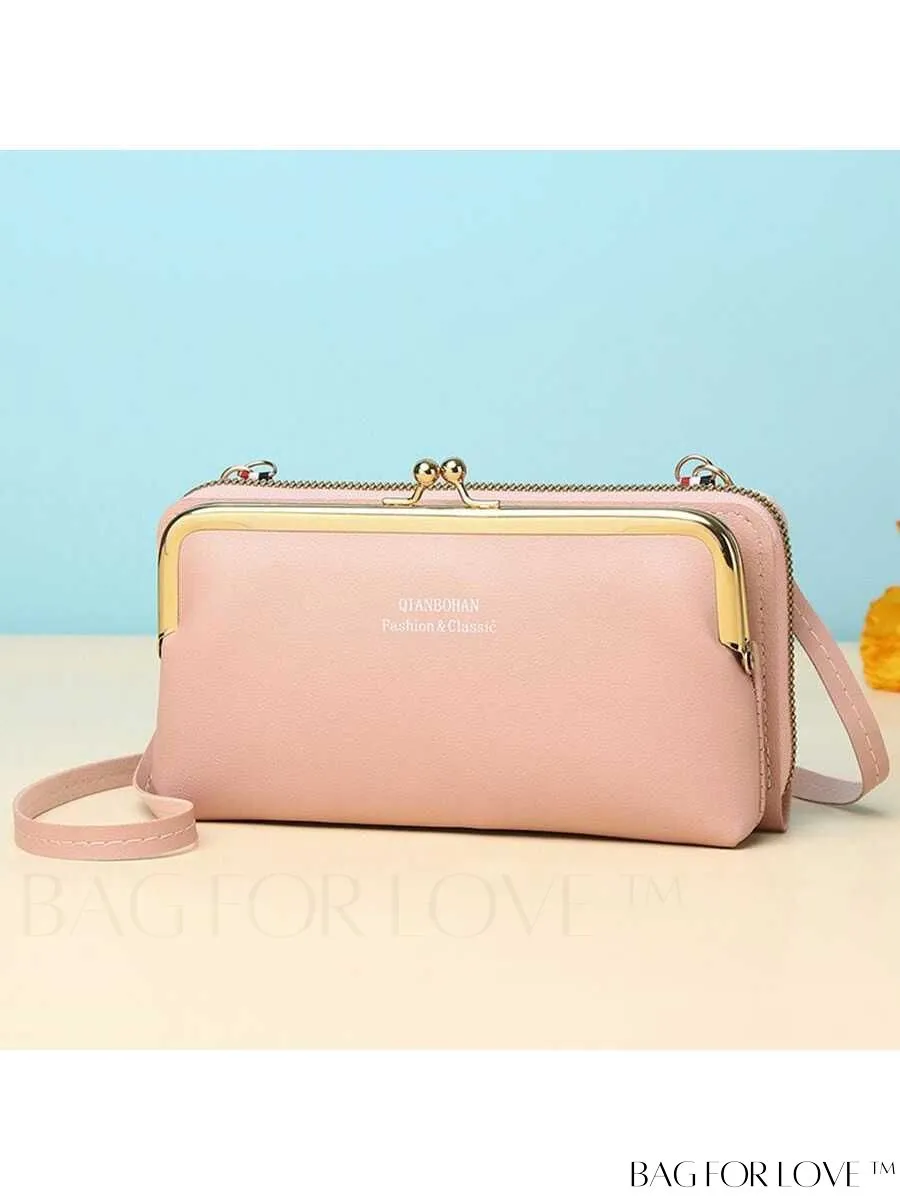 BagForLove - Adjustable Shoulder Strap Womens Phone Wallet with Stylish Letter Print