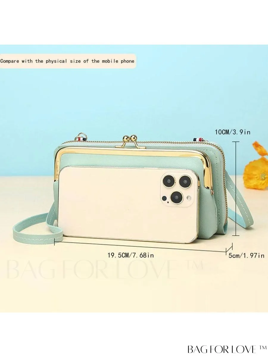 BagForLove - Adjustable Shoulder Strap Womens Phone Wallet with Stylish Letter Print