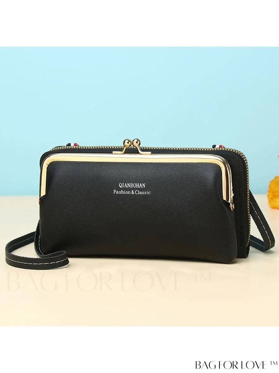 BagForLove - Adjustable Shoulder Strap Womens Phone Wallet with Stylish Letter Print