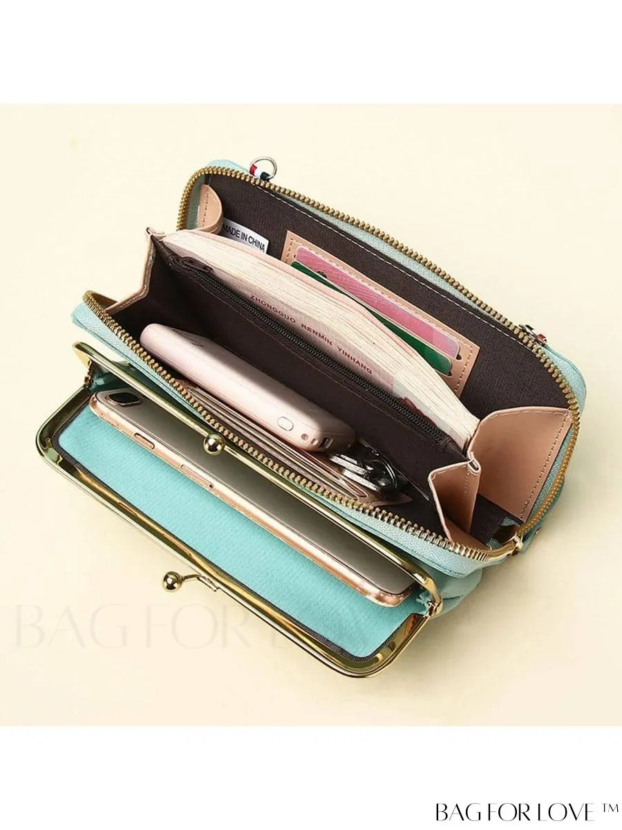 BagForLove - Adjustable Shoulder Strap Womens Phone Wallet with Stylish Letter Print