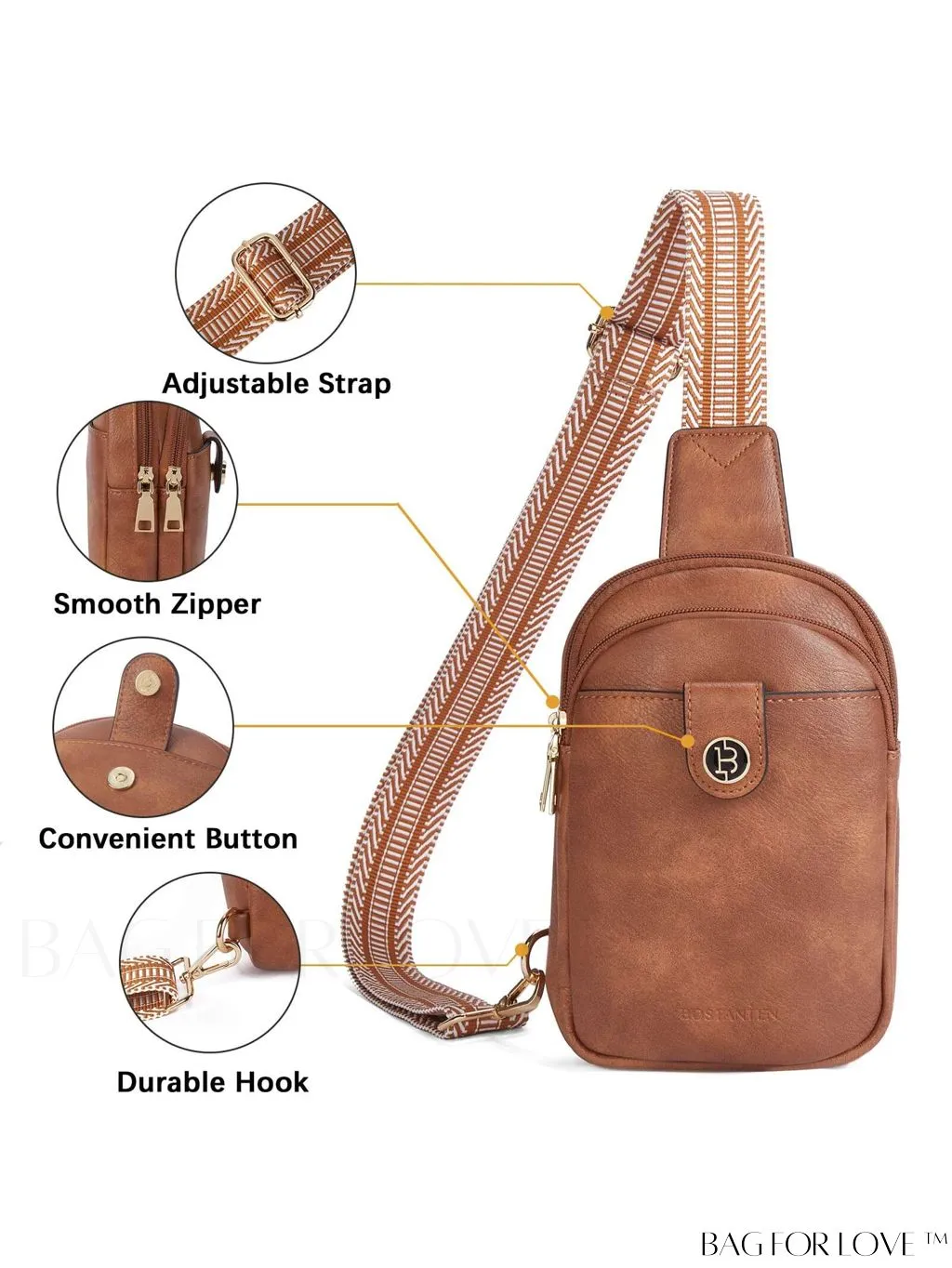 BagForLove - BOSTANTEN Womens Leather Crossbody Sling Bag - Stylish Travel Chest Purse