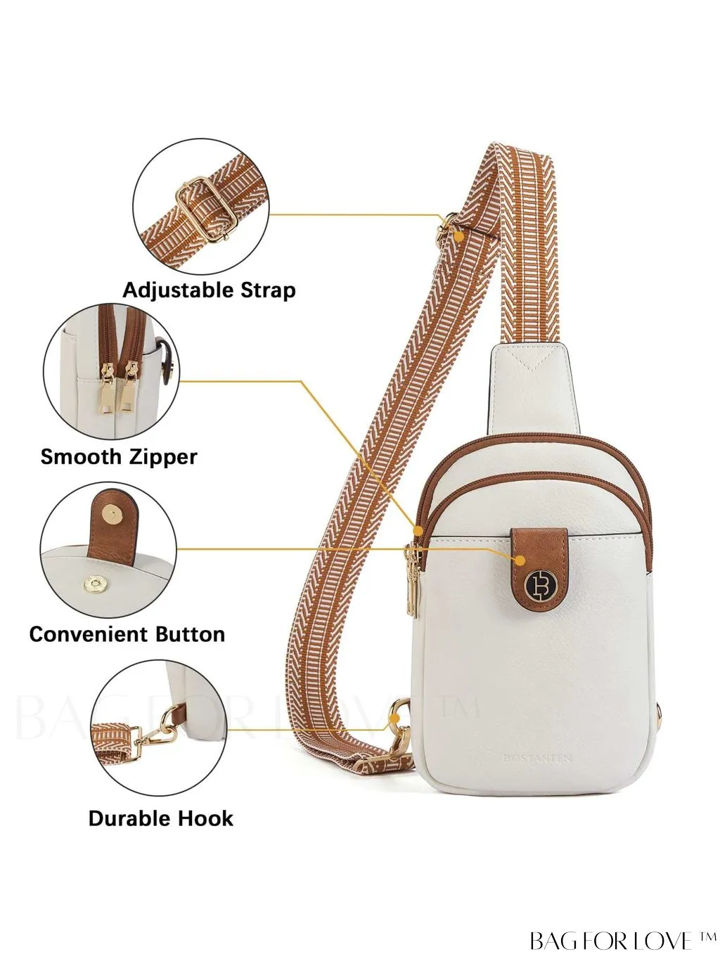 BagForLove - BOSTANTEN Womens Leather Crossbody Sling Bag - Stylish Travel Chest Purse
