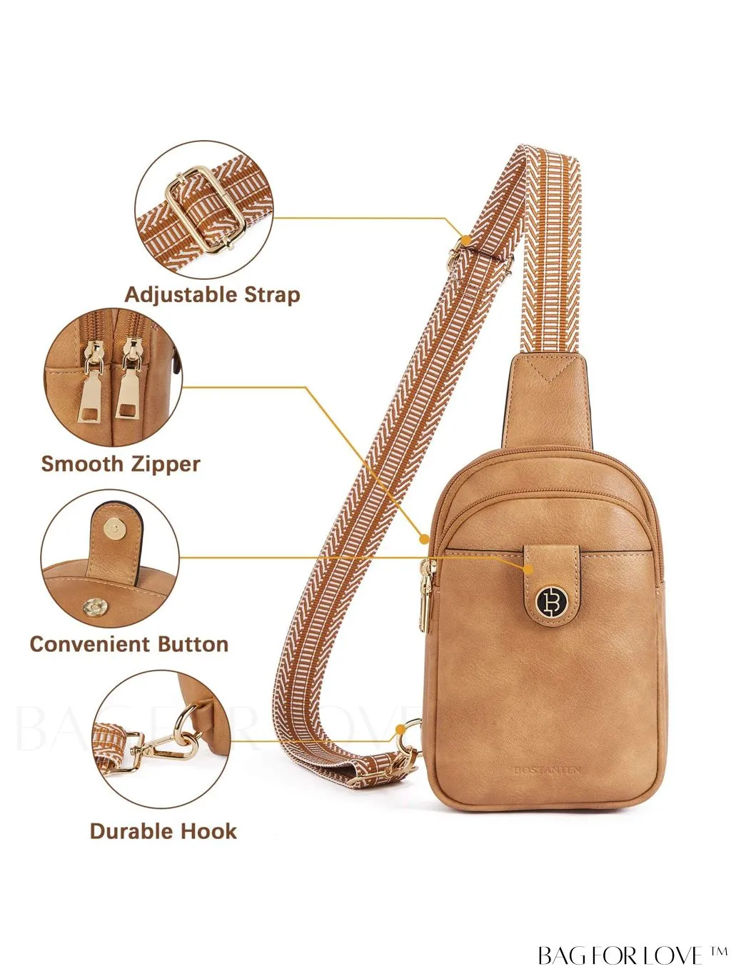 BagForLove - BOSTANTEN Womens Leather Crossbody Sling Bag - Stylish Travel Chest Purse