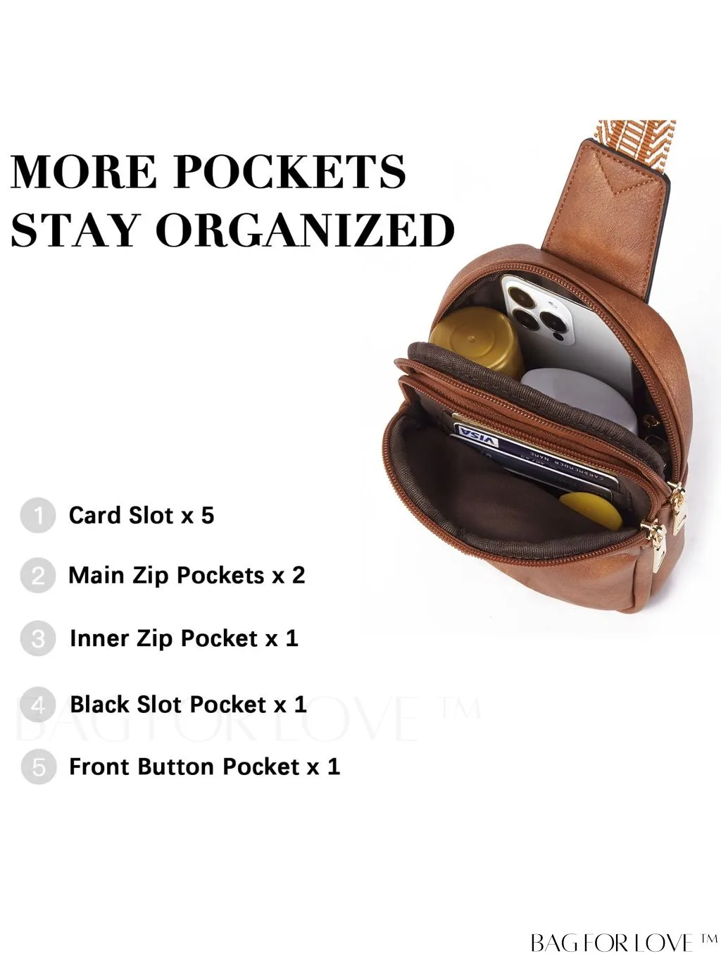 BagForLove - BOSTANTEN Womens Leather Crossbody Sling Bag - Stylish Travel Chest Purse