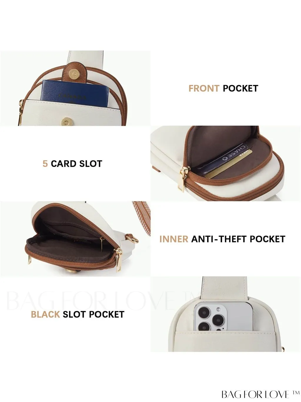 BagForLove - BOSTANTEN Womens Leather Crossbody Sling Bag - Stylish Travel Chest Purse