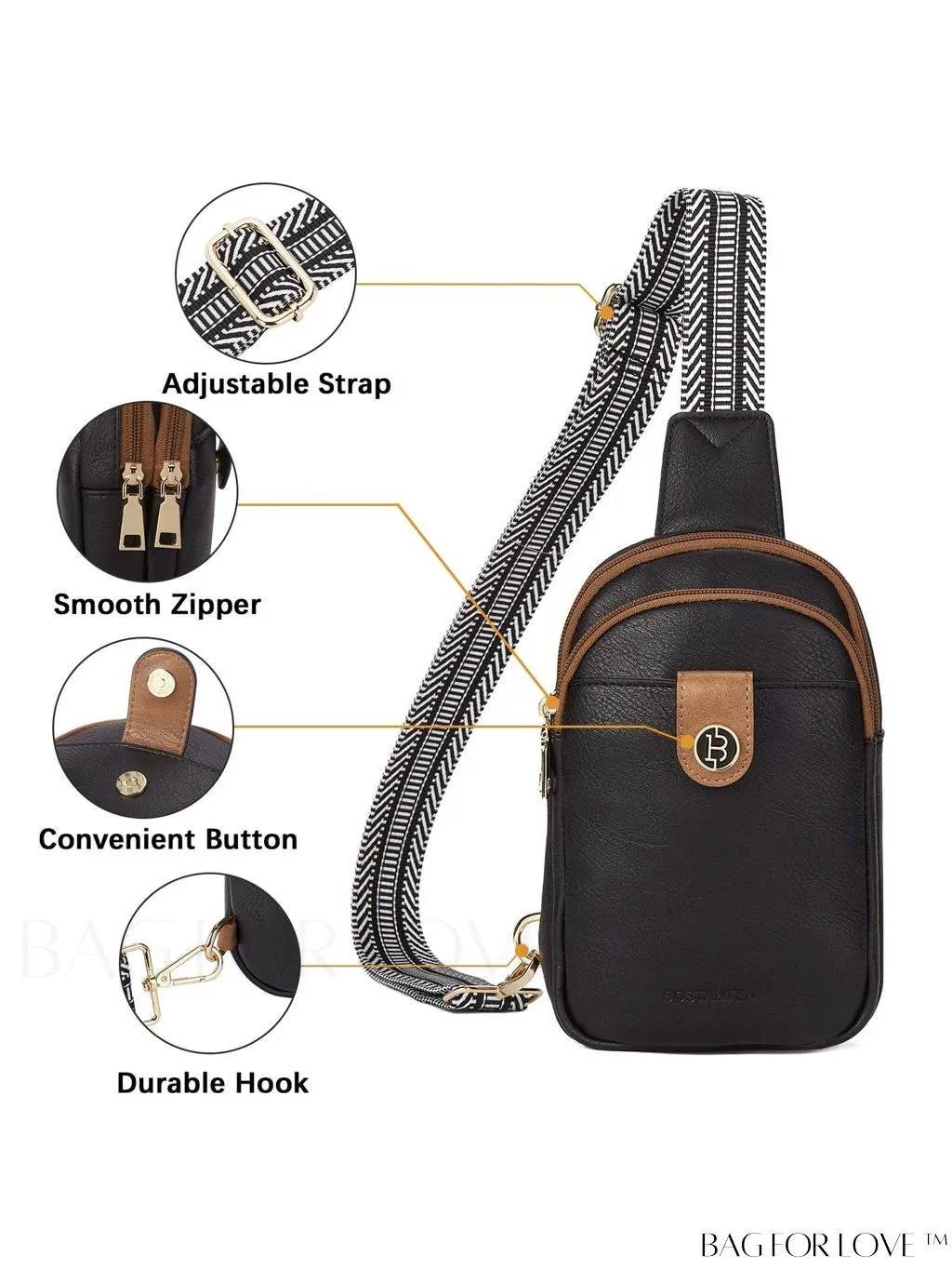 BagForLove - BOSTANTEN Womens Leather Crossbody Sling Bag - Stylish Travel Chest Purse