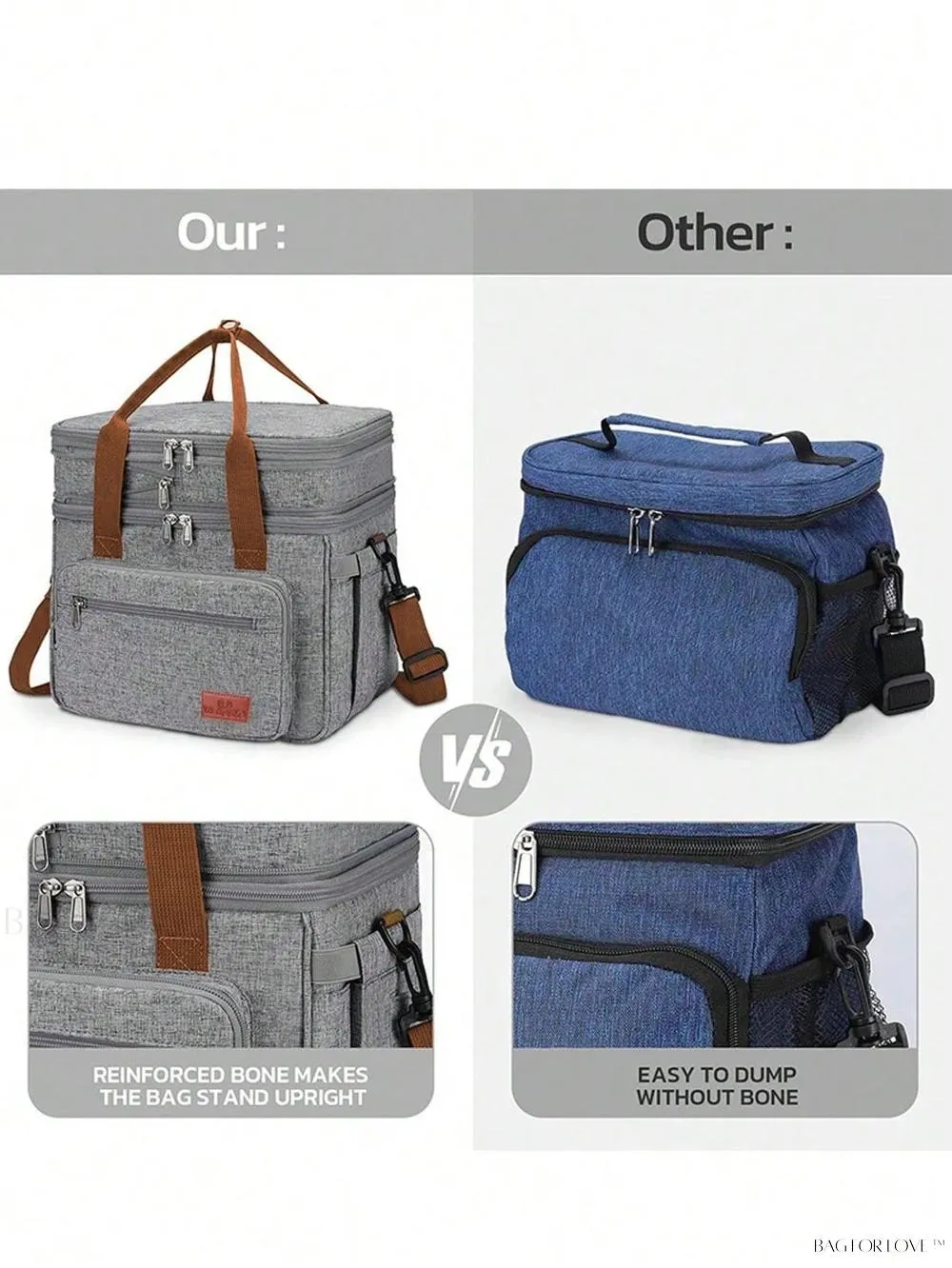 BagForLove - Double-Layer Picnic and Camping Insulated Cooler Bag with Leakproof Design
