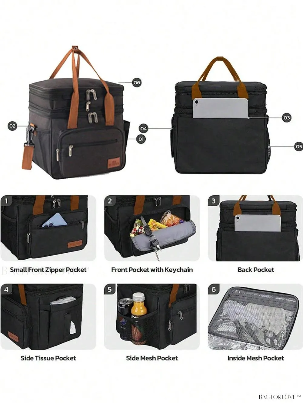 BagForLove - Double-Layer Picnic and Camping Insulated Cooler Bag with Leakproof Design