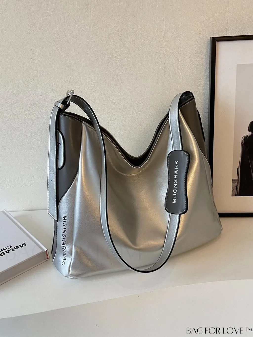 BagForLove - Large Capacity Metallic Graphic Hobo Bag - Contemporary and Spacious Design