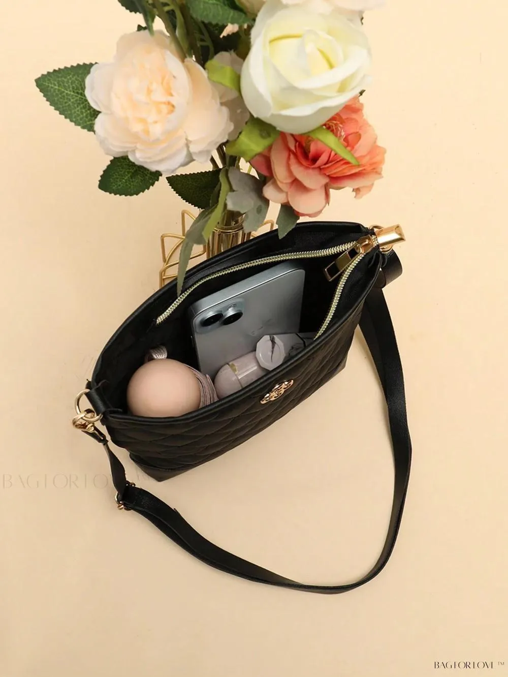 BagForLove - One-Shoulder Crossbody Bucket Bag with Delicate Embroidery