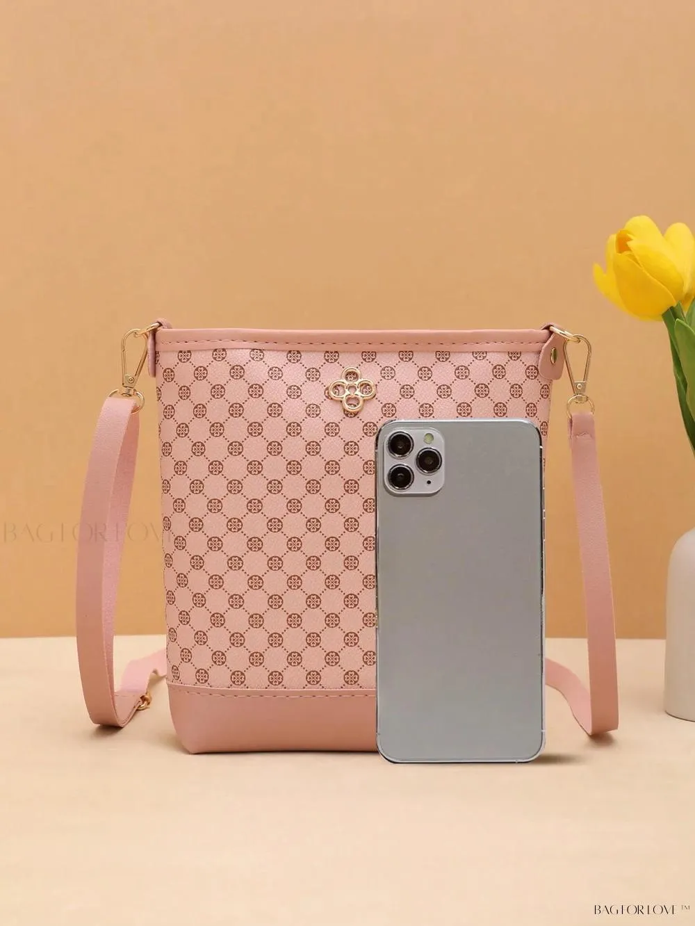 BagForLove - One-Shoulder Crossbody Bucket Bag with Delicate Embroidery