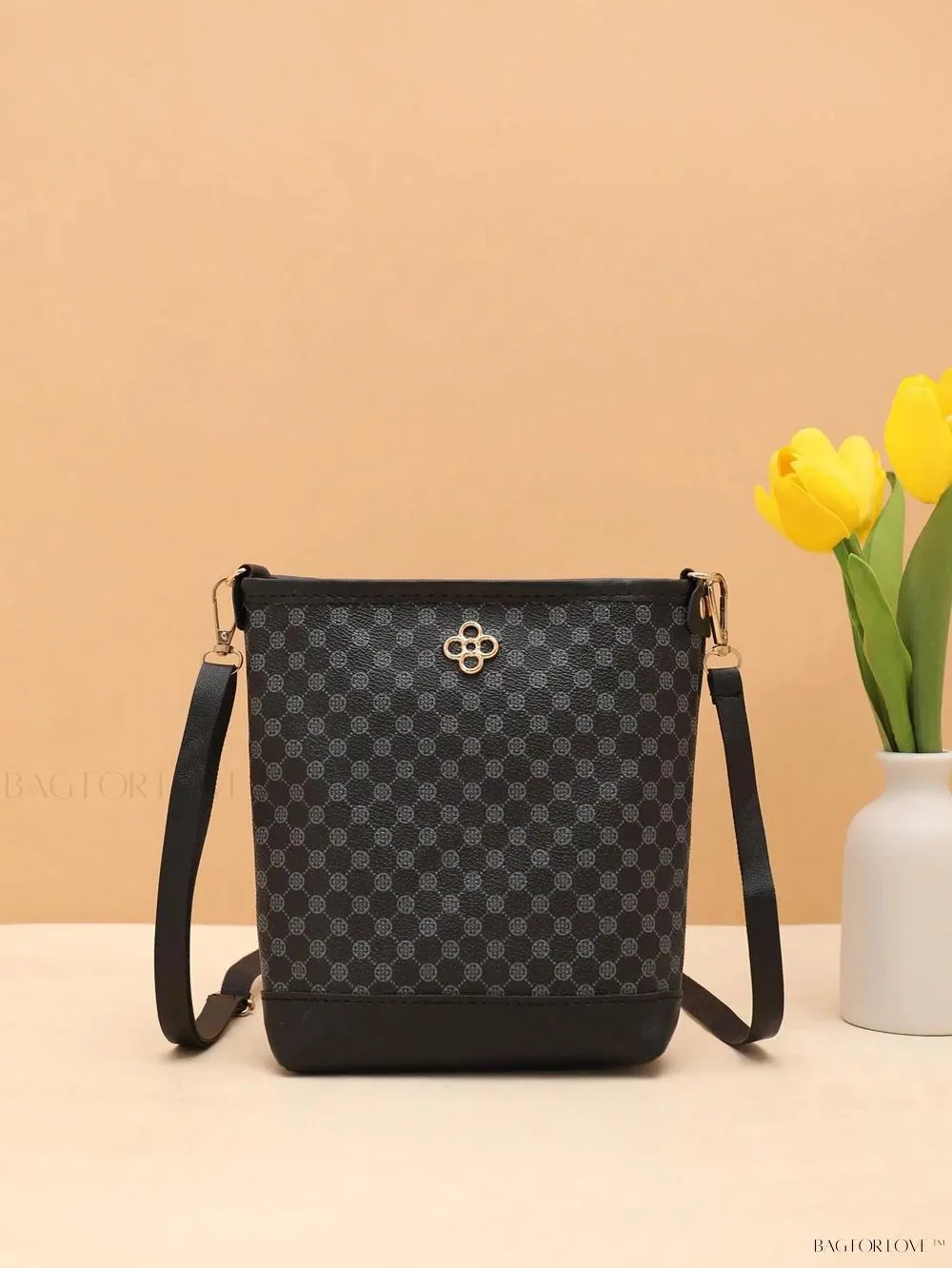 BagForLove - One-Shoulder Crossbody Bucket Bag with Delicate Embroidery