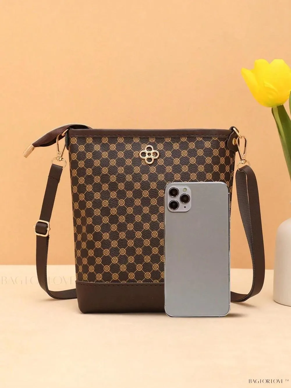 BagForLove - One-Shoulder Crossbody Bucket Bag with Delicate Embroidery