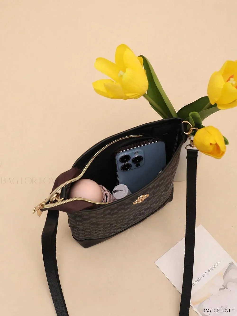 BagForLove - One-Shoulder Crossbody Bucket Bag with Delicate Embroidery
