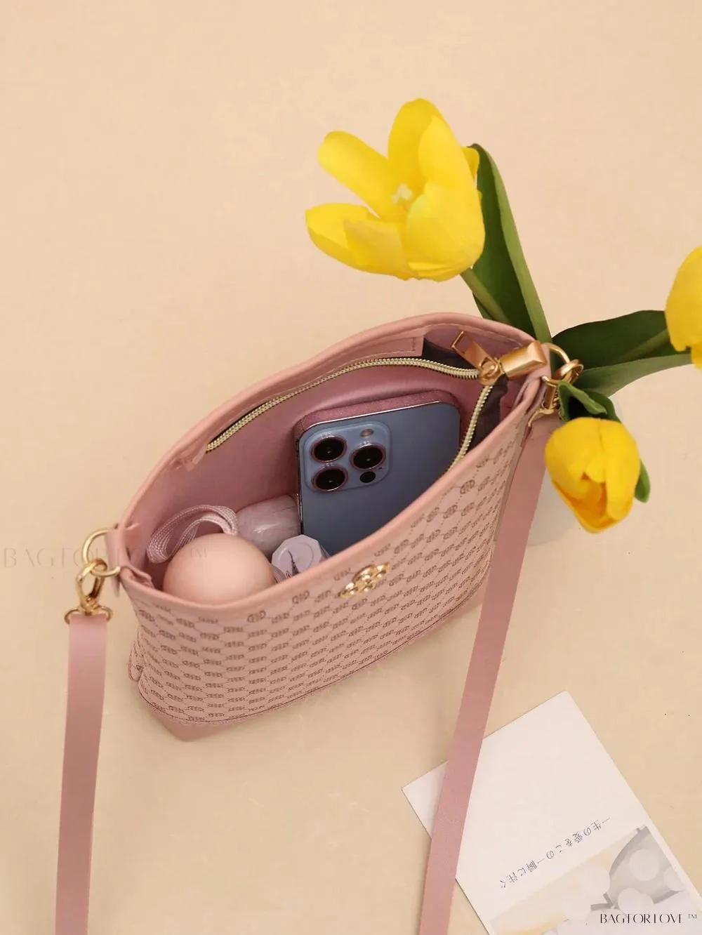 BagForLove - One-Shoulder Crossbody Bucket Bag with Delicate Embroidery