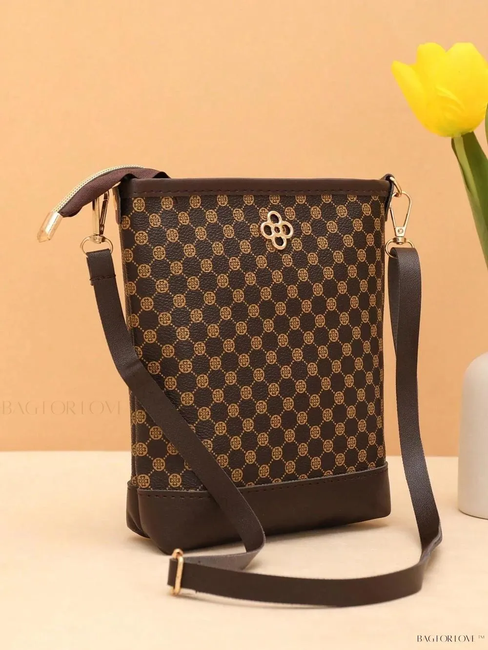 BagForLove - One-Shoulder Crossbody Bucket Bag with Delicate Embroidery