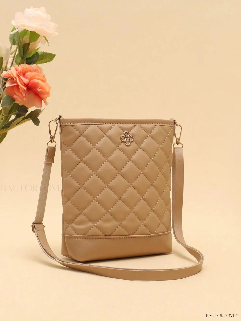 BagForLove - One-Shoulder Crossbody Bucket Bag with Delicate Embroidery