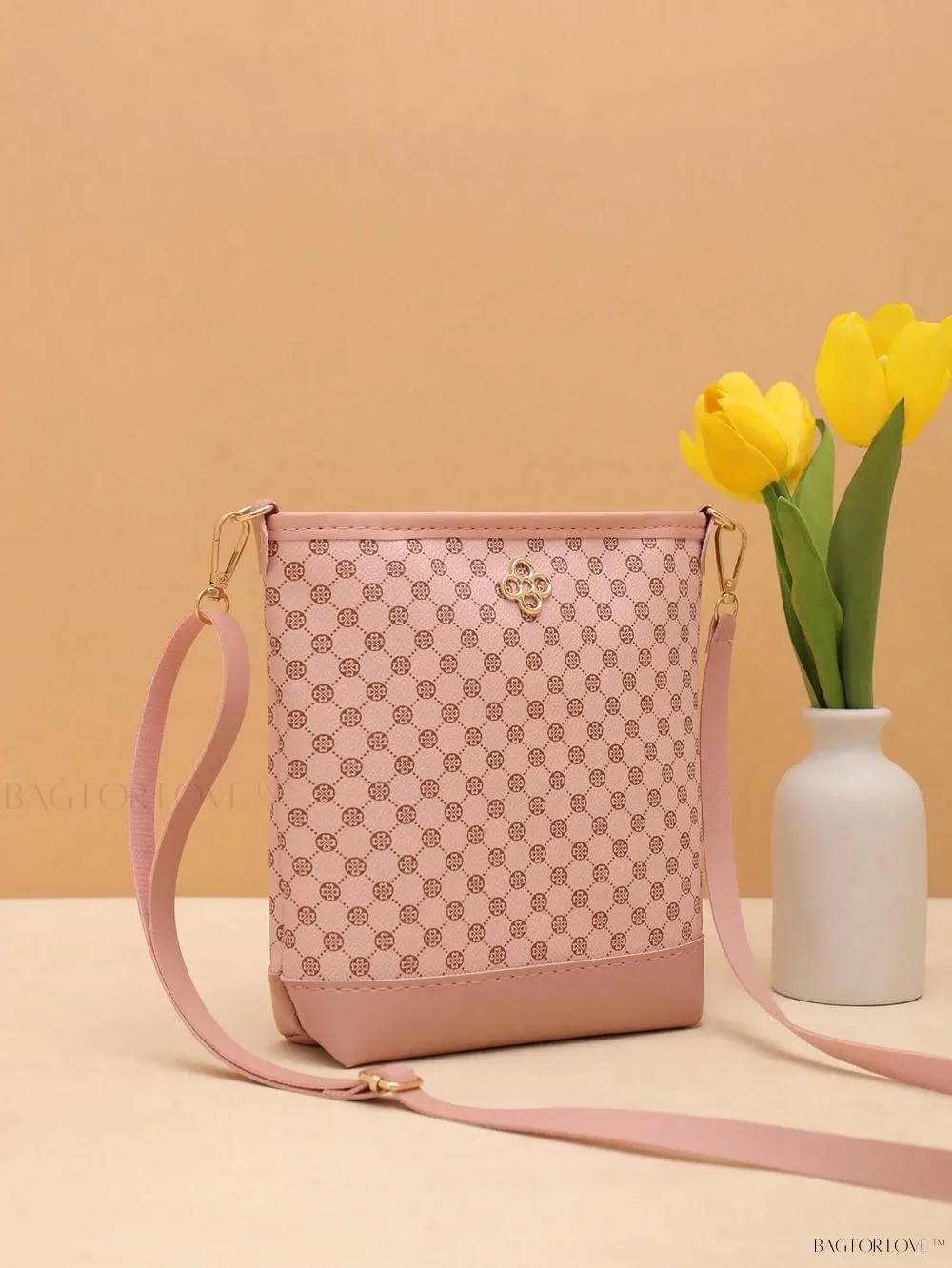 BagForLove - One-Shoulder Crossbody Bucket Bag with Delicate Embroidery