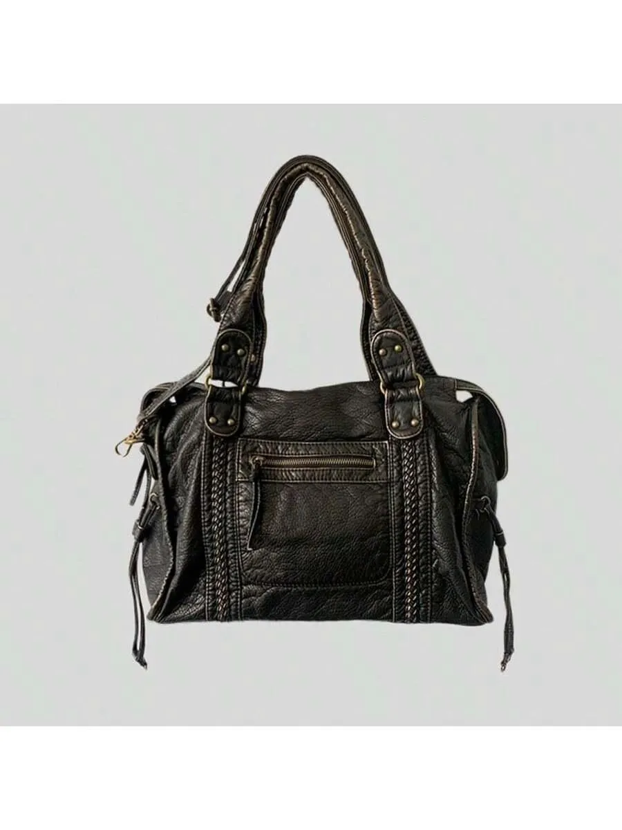 BagForLove - Retro Revival Large Woven Shoulder Bag with Multiple Compartments