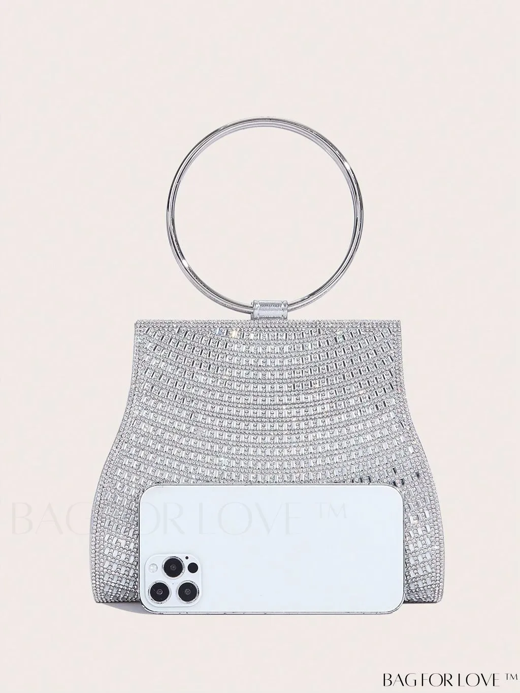 BagForLove - Rhinestone Embellished Mini Evening Bag with Top Ring Decoration