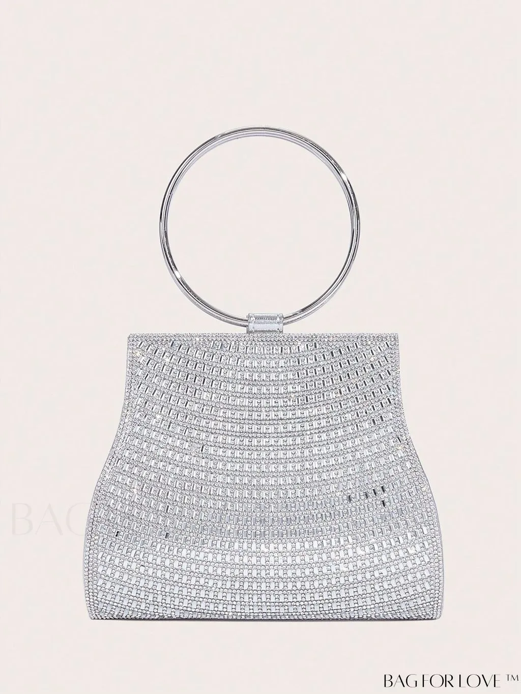 BagForLove - Rhinestone Embellished Mini Evening Bag with Top Ring Decoration
