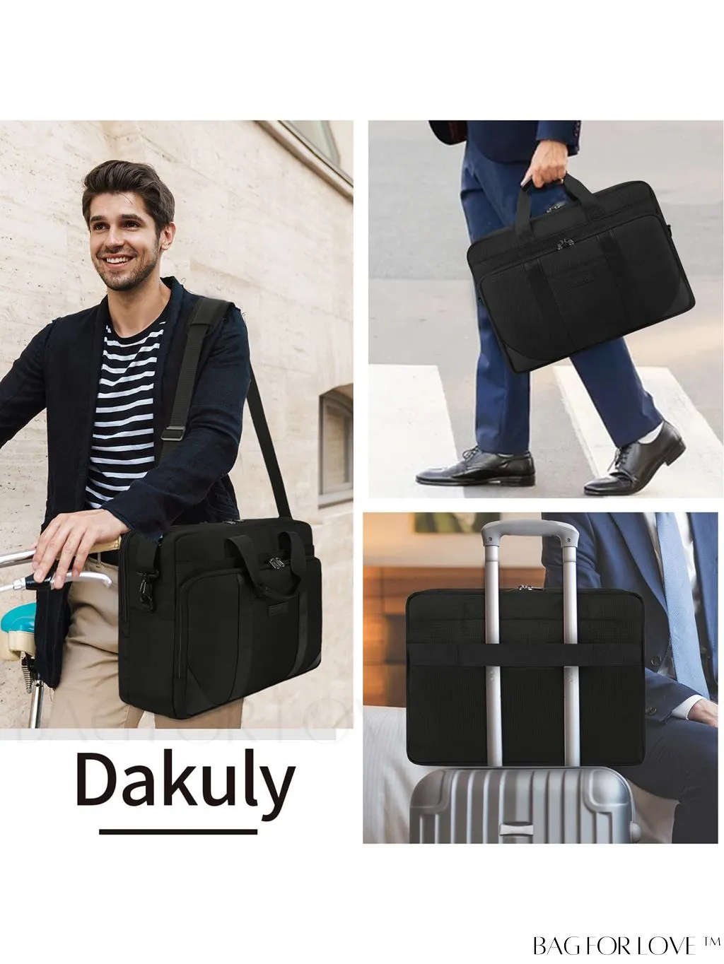 BagForLove - Waterproof 17-Inch Laptop Briefcase for Men - Large, Professional & Adjustable Messenger Bag