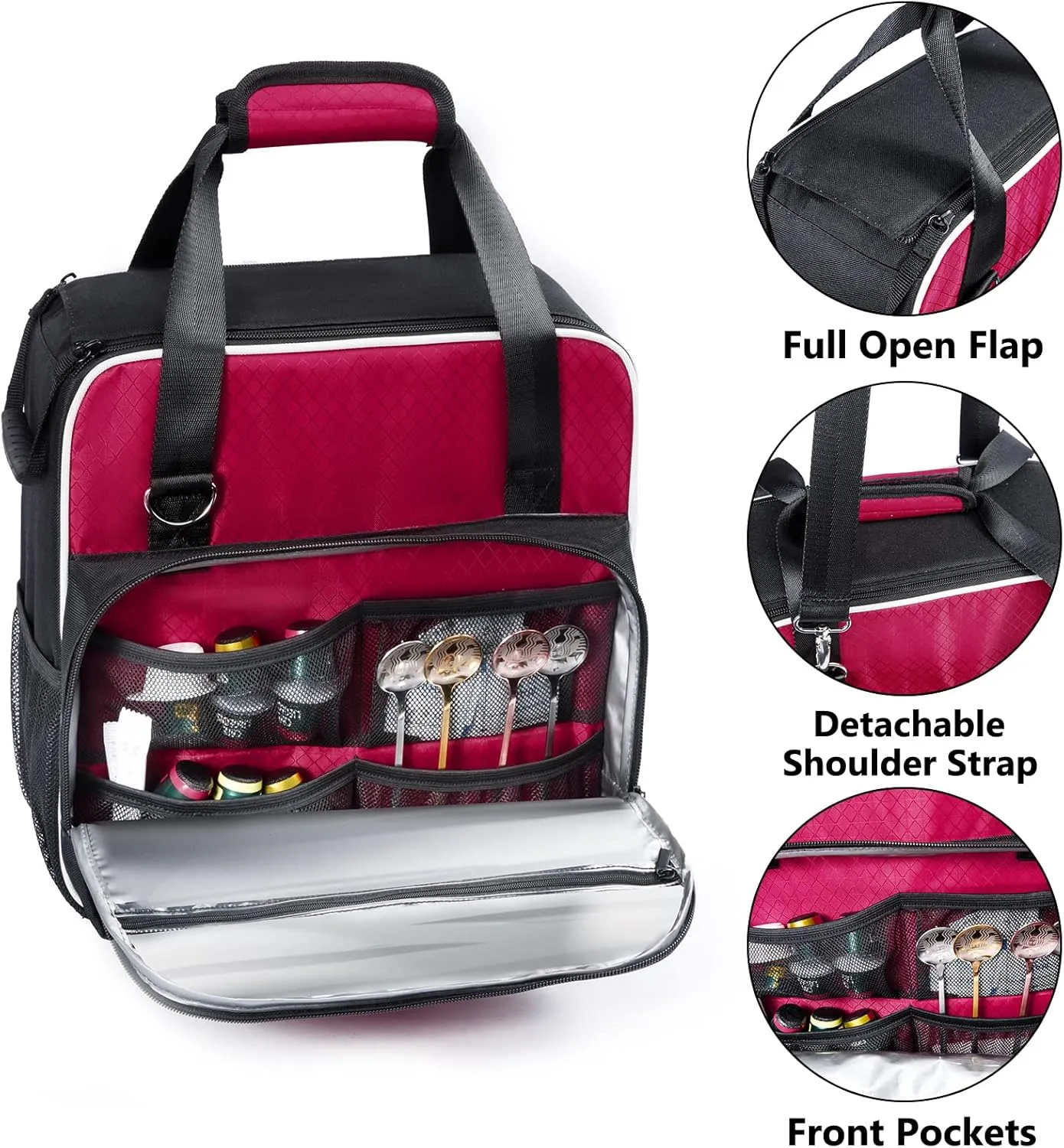 BAGSPRITE Coffee Maker Travel Bag Compatible with Keurig K-Mini or K-Mini Plus, Single Serve Coffee Brewer Carrying Case with Multiple Pockets for K-Cup Pods, Storage Bag With Shoulder Strap