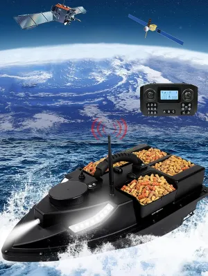 Bait Fishing Boat w/4 Bait Tanks / 2 x 25000 mAh Battery / Boat Bag, 100 Positioning Points, Auto Return, 7 Color Night Fishing Lights, Waterproof Rc Bait Boat For Bait Release, Load 2KG/4.4 lbs