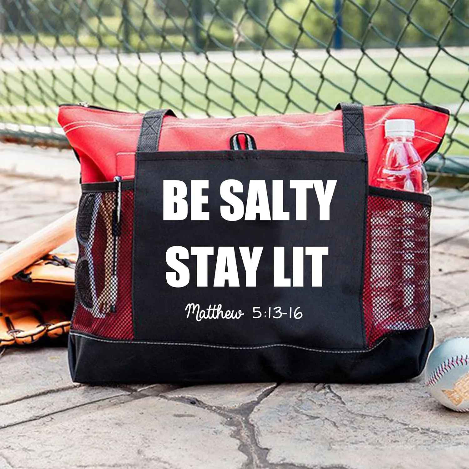 Be Salty and Stay Lit Tote Bag - Stylish & Functional Polyester Tote with Front Pocket Name Customization - 6 Color Options - Perfect for Daily Essentials (Teal)