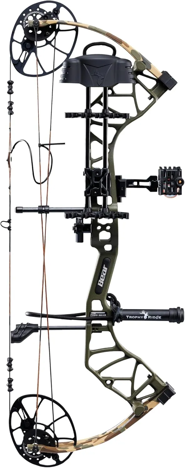 Bear Archery Legit MAXX Ready to Hunt Compound Bow Package with IMS Rest and Picatinny Sight Mounts, 10-70 lb Draw Weight, 14-13" Length