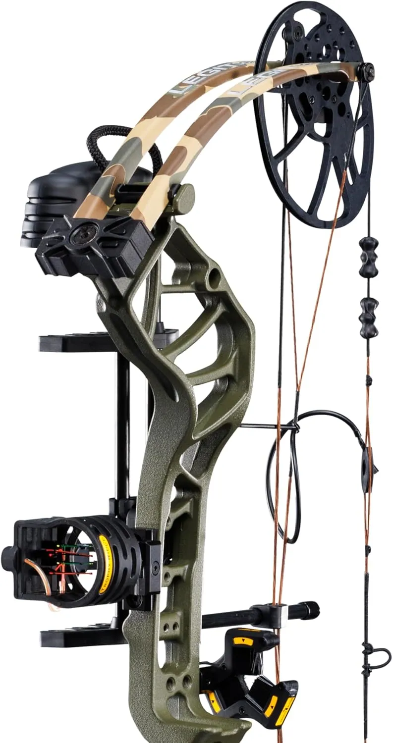 Bear Archery Legit MAXX Ready to Hunt Compound Bow Package with IMS Rest and Picatinny Sight Mounts, 10-70 lb Draw Weight, 14-13" Length