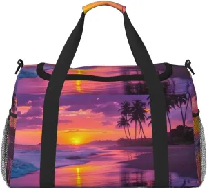 Beautiful Beach Sunset Travel Duffel Bag Tote Bag Sports Gym Bag For Women And Men