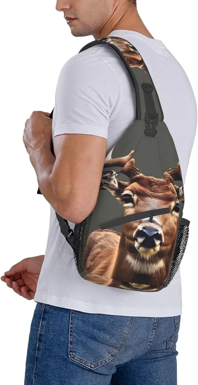 Beauty Deer Print Sling Backpack, Sling Bag, Crossbody Chest Bag Daypack, for Hiking Travel