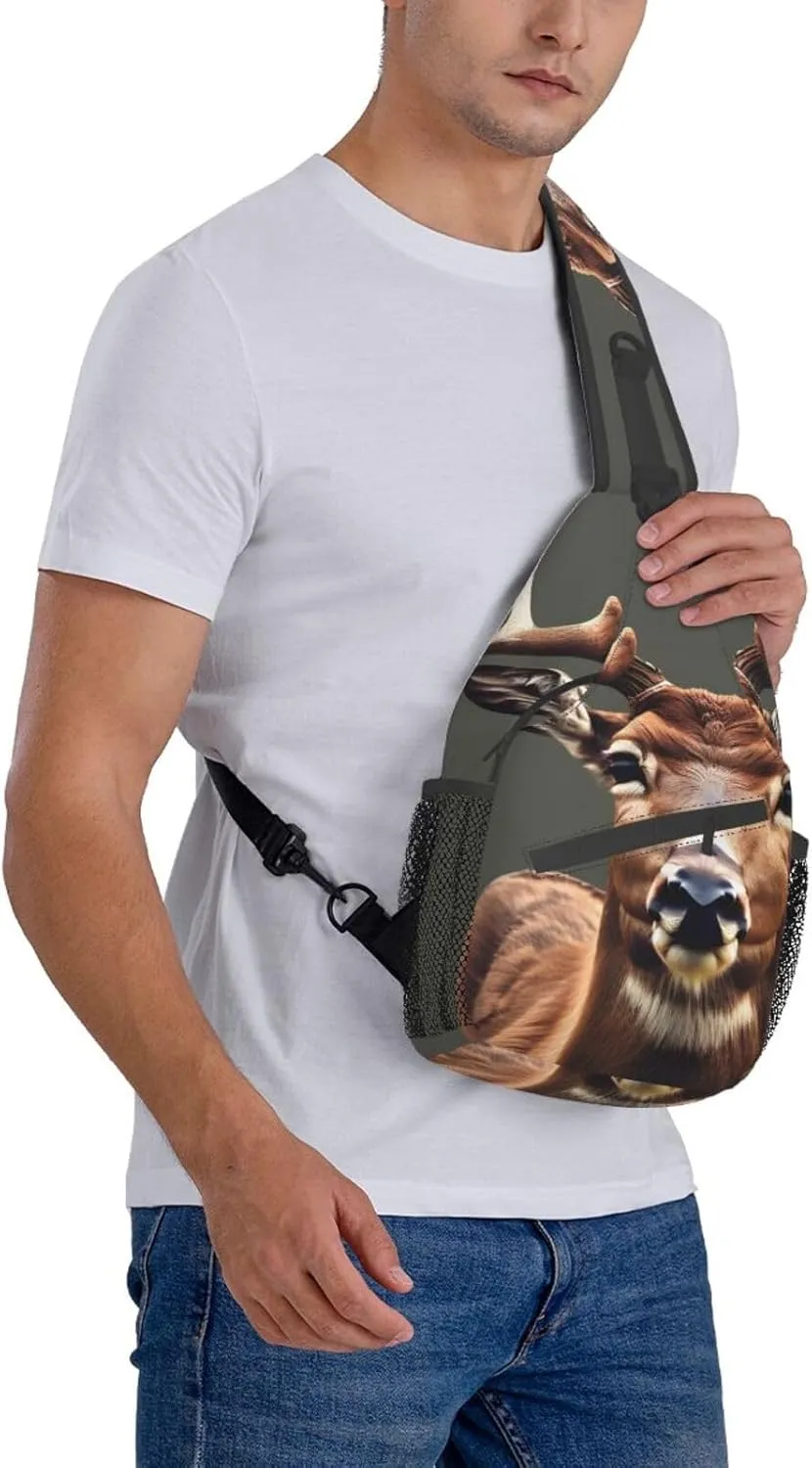 Beauty Deer Print Sling Backpack, Sling Bag, Crossbody Chest Bag Daypack, for Hiking Travel