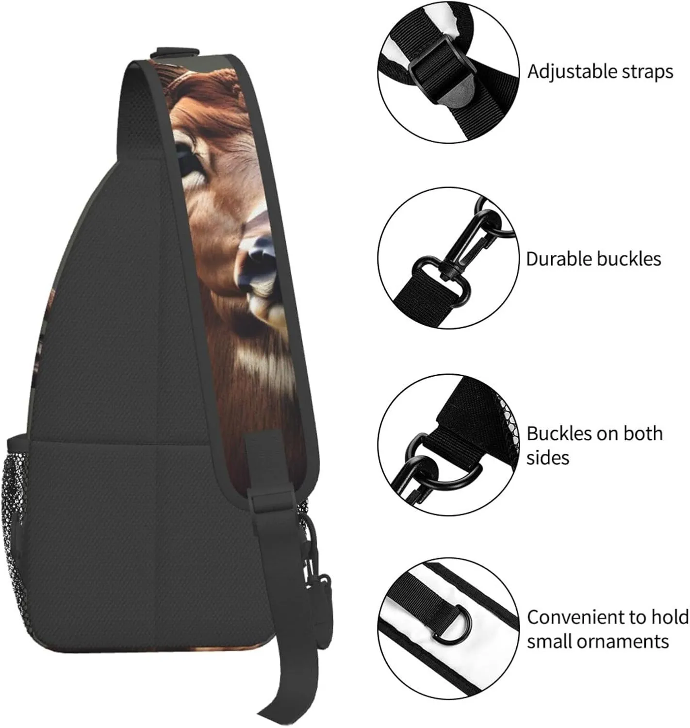 Beauty Deer Print Sling Backpack, Sling Bag, Crossbody Chest Bag Daypack, for Hiking Travel