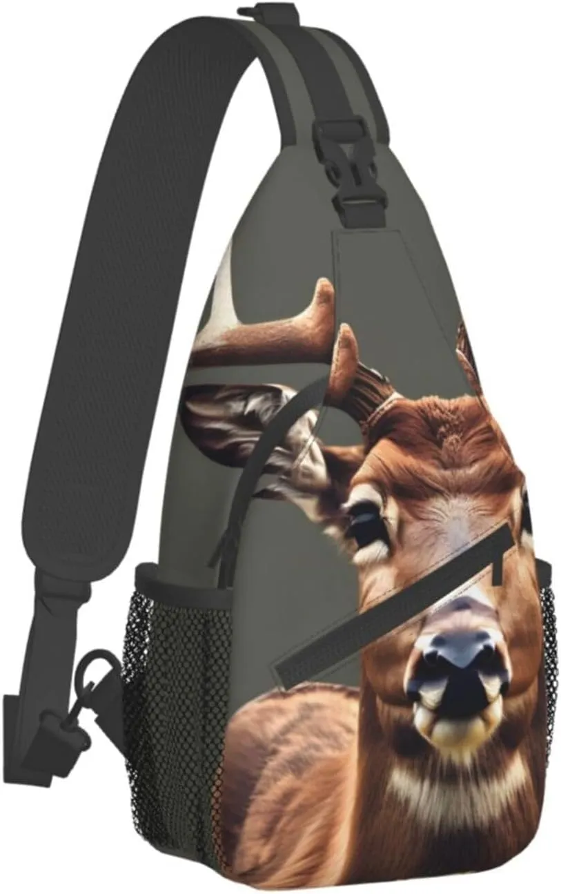 Beauty Deer Print Sling Backpack, Sling Bag, Crossbody Chest Bag Daypack, for Hiking Travel