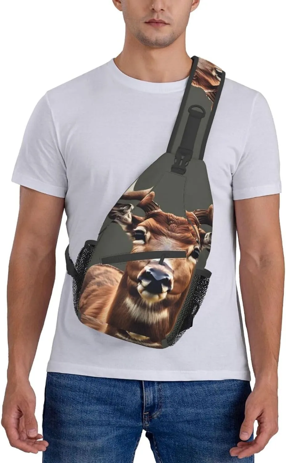 Beauty Deer Print Sling Backpack, Sling Bag, Crossbody Chest Bag Daypack, for Hiking Travel