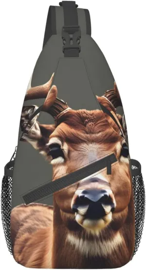 Beauty Deer Print Sling Backpack, Sling Bag, Crossbody Chest Bag Daypack, for Hiking Travel
