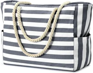 Becokan Beach Bags for Women Large Canvas Beach Tote Bag Beach Bags Waterproof Swim Pool Bag Beach Travel Essentials