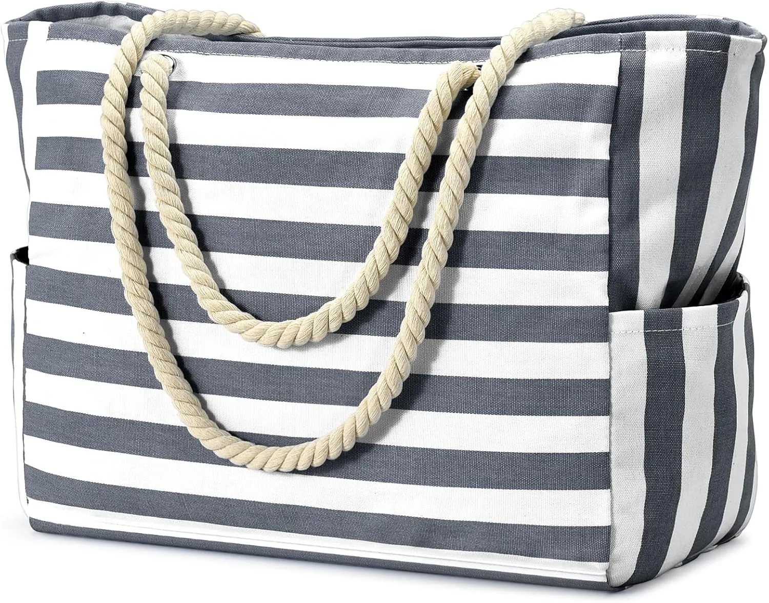Becokan Beach Bags for Women Large Canvas Beach Tote Bag Beach Bags Waterproof Swim Pool Bag Beach Travel Essentials