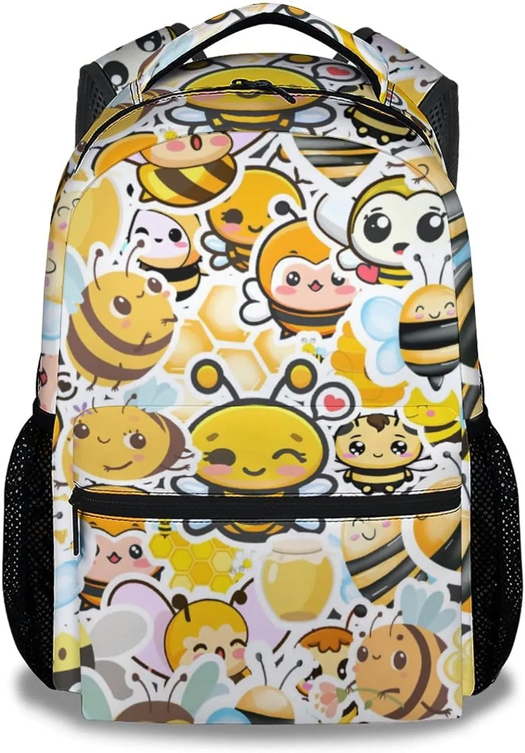 Bee Backpack for Girls Boys, 16 Inch Yellow Backpacks for School, Cute, Adjustable Straps, Durable, Lightweight, Large Capacity Bookbag for Kids