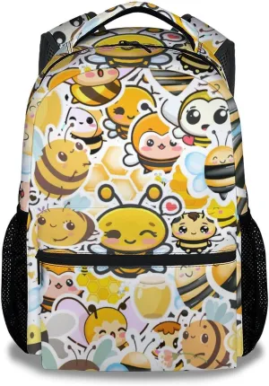 Bee Backpack for Girls Boys, 16 Inch Yellow Backpacks for School, Cute, Adjustable Straps, Durable, Lightweight, Large Capacity Bookbag for Kids