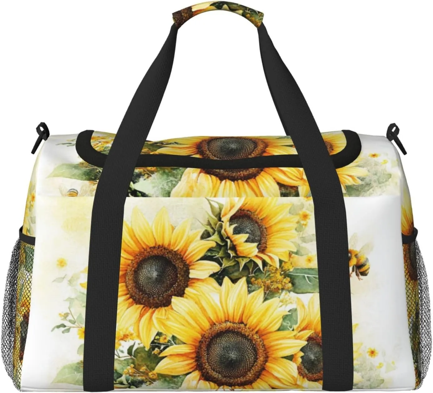 Bees Sunflowers Travel Duffel Bag Tote Bag Sports Gym Bag For Women And Men