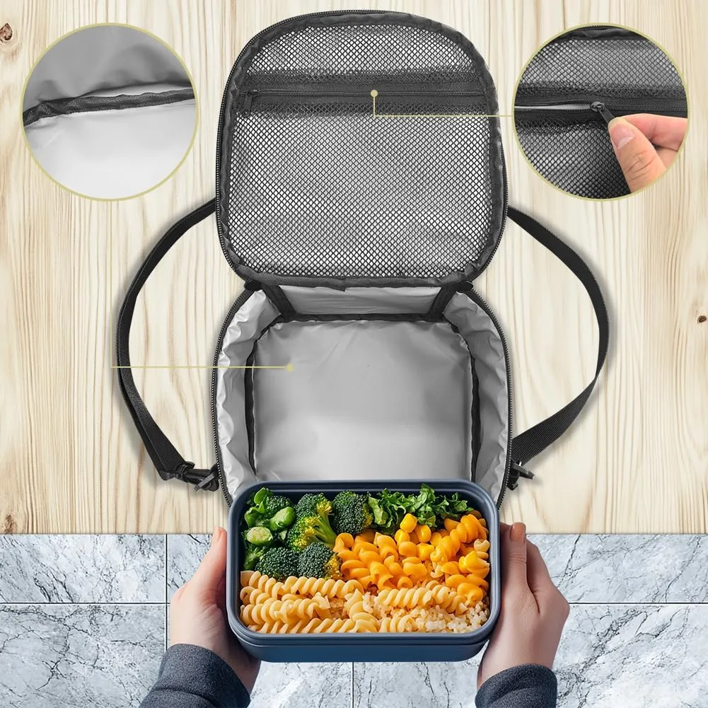 Beige Cats Cute Lunch Boxes for Teen Girls School Lunch Bag Carry Milk Sandwich Girls Keep Food Warm Built-in Mesh Pocket Design Girls Lightweight School Handbag